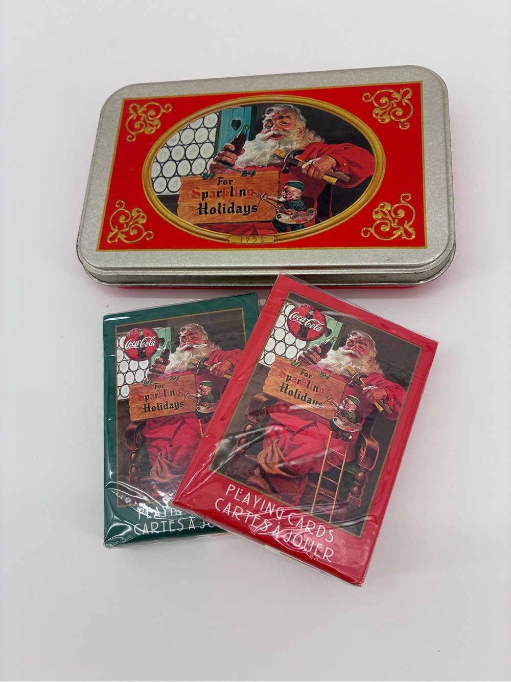 VTG Sealed Coca Cola Playing Cards & Tin